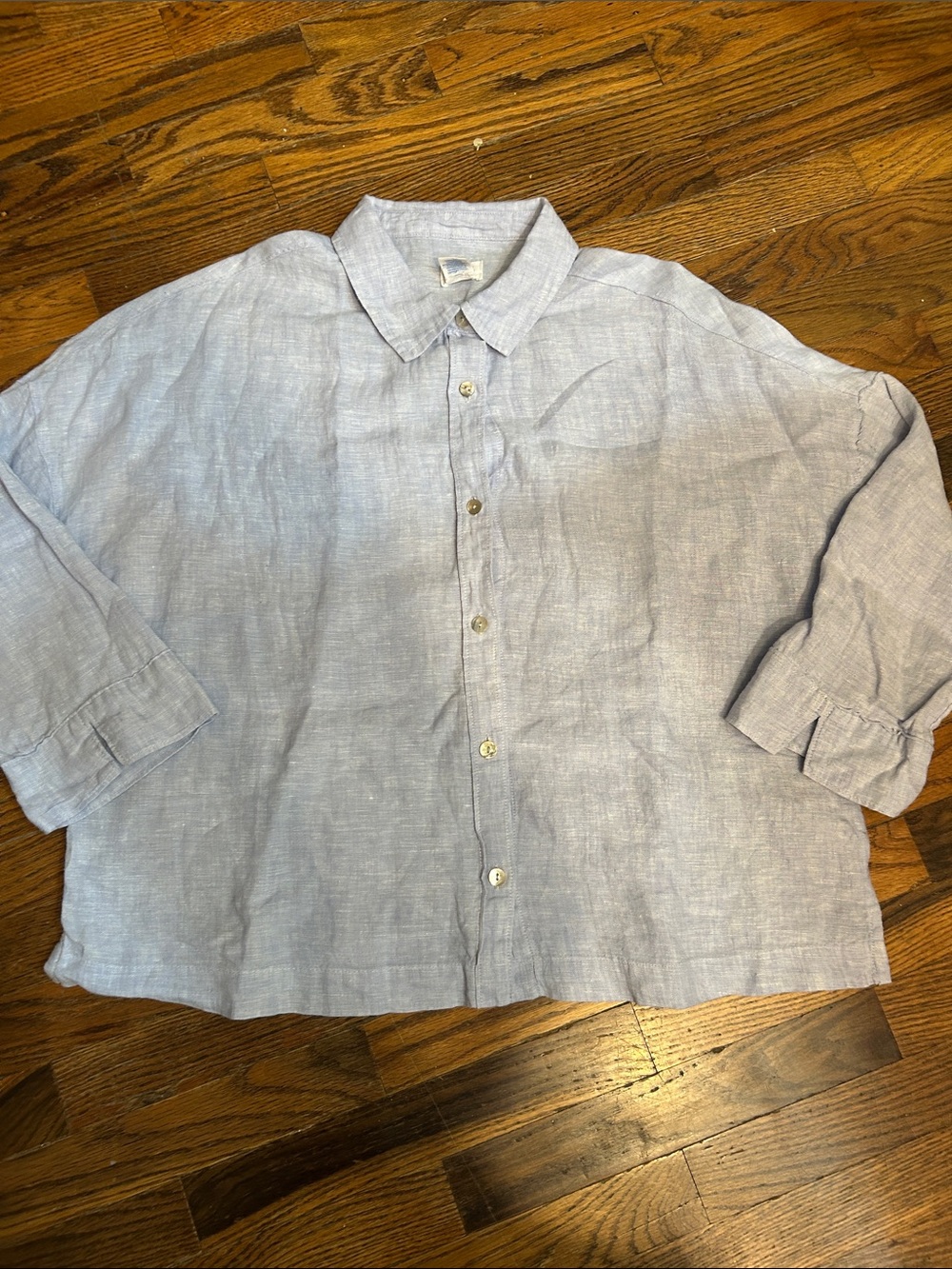 Sigrid Olsen Light Blue Linen Button-Front Shirt Jacket